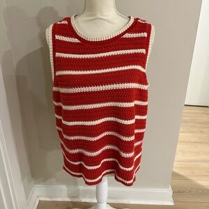 Torrid Size 3 Red and White Striped Sleeveless Sweater